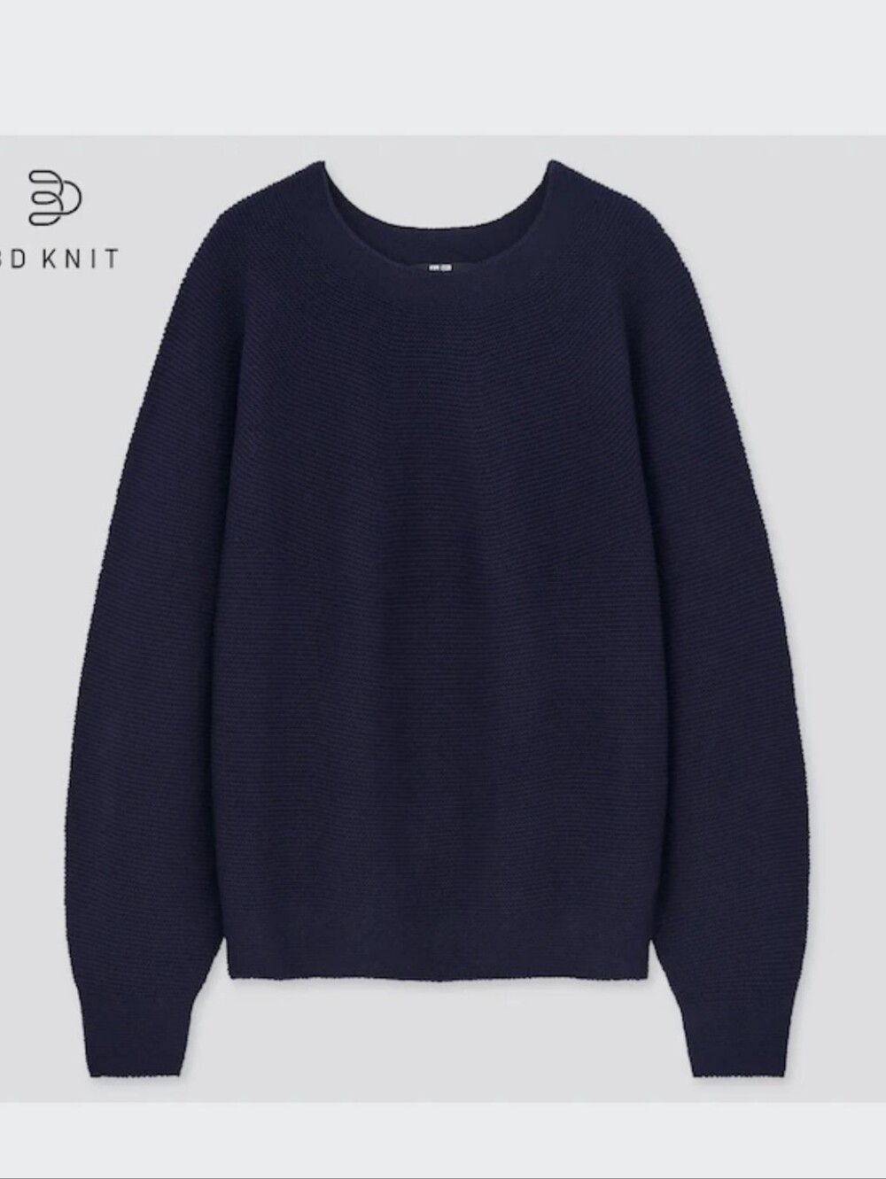 Uniqlo 3D Knit Cotton Balloon Long Sleeve Sweater Small Navy Blue Pullover Top